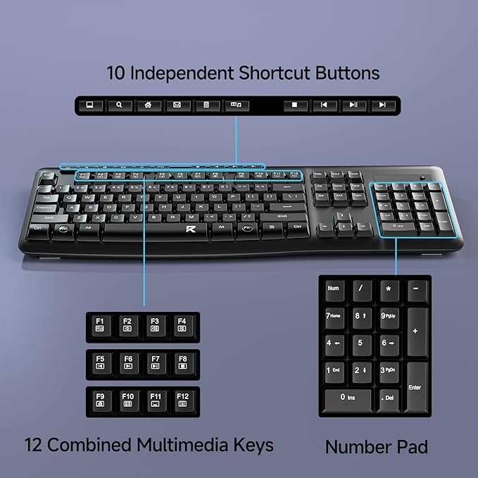 Redragon BK-7367 2.4G Wireless Keyboard, Membrane Computer Keyboard - Image 3