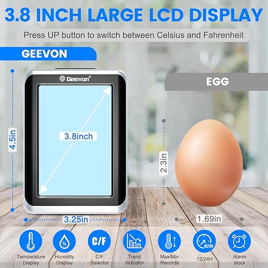 GEEVON Indoor Outdoor Thermometer Wireless Digital Hygrometer Temperature and - Image 5