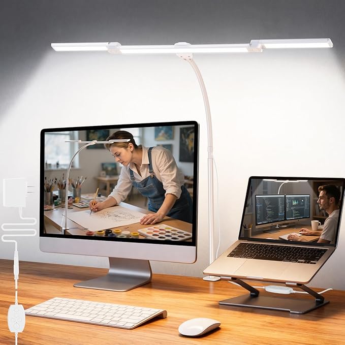 LED Desk Lamp for Office Home, 3 Light Bar Adjustable Desk Light by Uchoiceme
