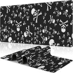 Skull Head Desk Mat, Large Pirate Skull Crossbones Gaming Keyboard Mouse Pad by NIYLYNSYN