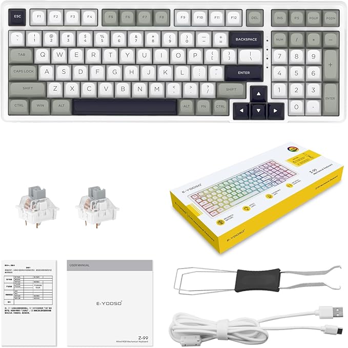 HUO JI Z-99 Wired Mechanical Keyboard, Creamy Sound, Hot Swappable Pre-lubed - Image 9
