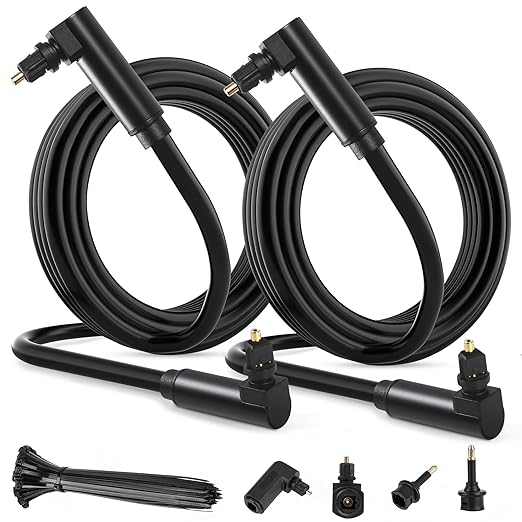 Elecan Optical Audio Cable 4 Ft/2 Pack 90 Degree Angled to Angled Digital Audio by Elecan