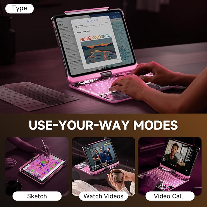 Transparent Case with Keyboard for 2024 iPad Pro 13 inch, iPad Pro 13, 7-Color - Image 5