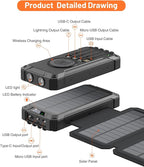 GOODaaa Solar Charger Power Bank, Portable Wireless Charger 36800mAh - Image 8