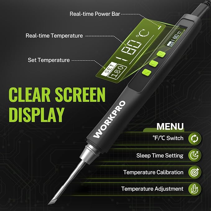 WORKPRO DC Soldering Iron Kit, Fast Heating Soldering Iron Pen - Image 5