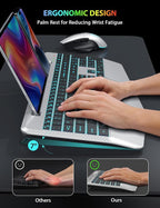 Wireless Keyboard and Mouse Backlits, Wrist Rest, LED Mouse, Rechargeable - Image 3