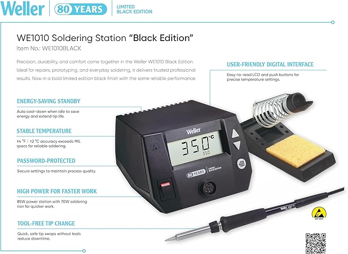 Weller 80th Anniversary Black Series WE1010 120V Soldering Station | WE1010BLACK - Image 3