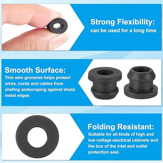PATIKIL 9mm / 3/8 Inch Drill Hole, 1/4 Inch ID Rubber Grommets - Image 3