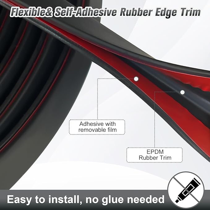 Edge Trim, 1/8" Rubber Edge Trim, Flexible Self Adhesive U Channel Edge - Image 3