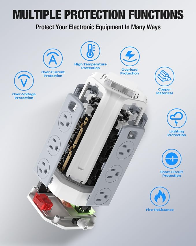 Power Strip Surge Protector, 10 Ft Extension Cord - Image 2