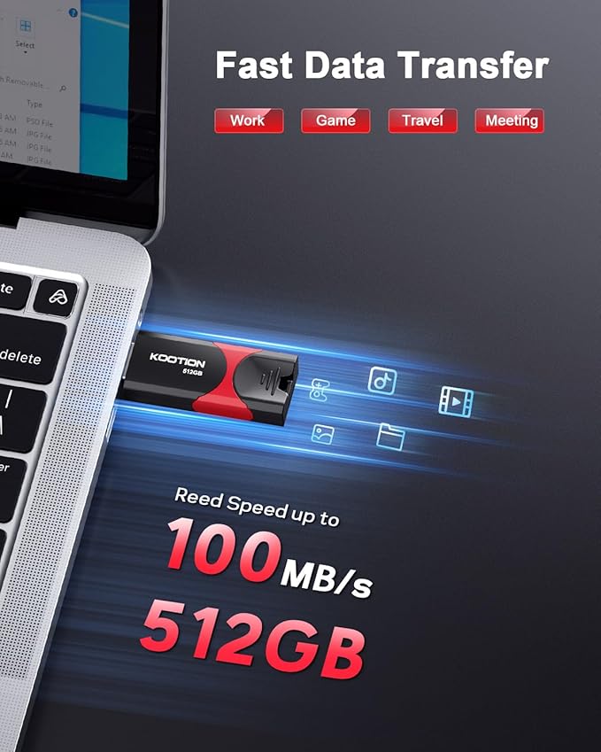 KOOTION 512GB USB Flash Drive 3.0 Thumb Drive, Retractable Zip Drive USB Memory - Image 2