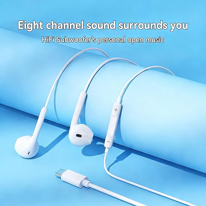 2 Packs USB C Headphones for iPhone 17/16/15 Pro Max Plus Type C Earphones - Image 6