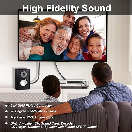 EMK Premium 90° Right-Angle Mini Toslink Cable - Image 7