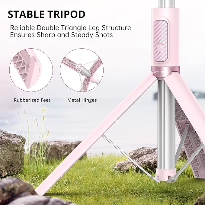 ATUMTEK 55" Selfie Stick Tripod, All-in-one Extendable Aluminum Phone Tripod - Image 2
