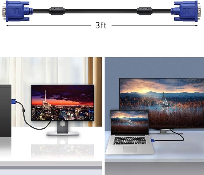 PASOW VGA to VGA Monitor Cable HD15 Male to Male - Image 4