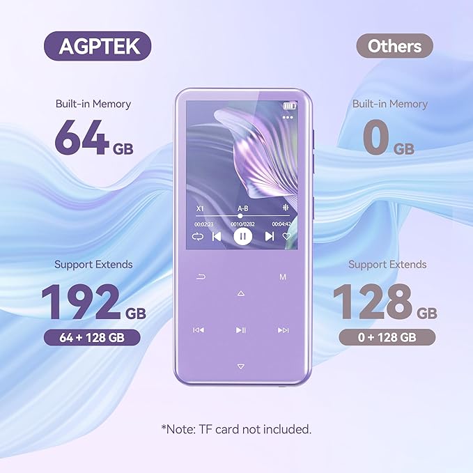 AGPTEK 64GB MP3 Player with Bluetooth, M3 2.4 inch Music Player with Speaker - Image 6