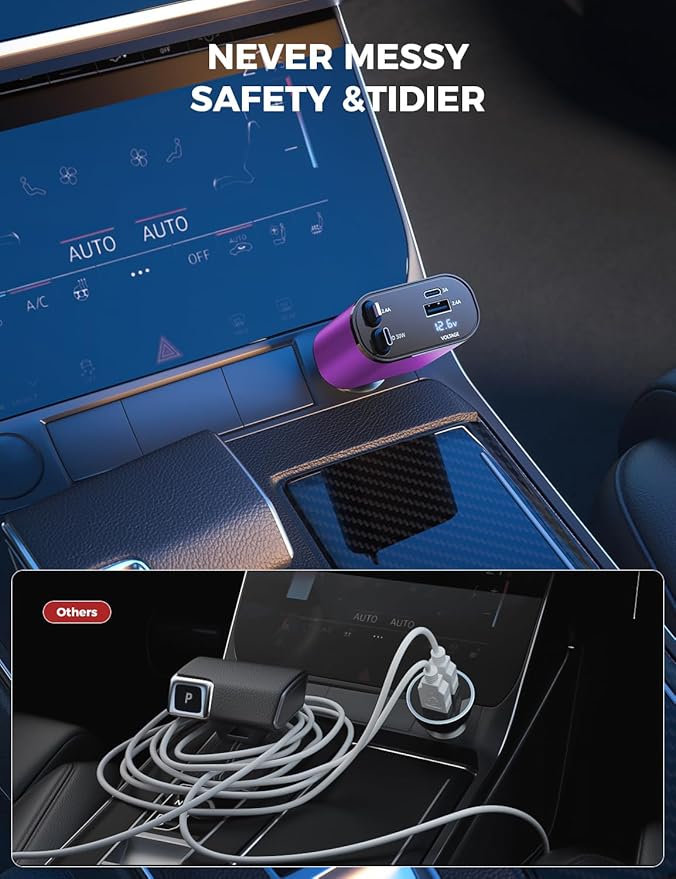 【Upgraded】 SUPERONE Retractable Car Charger 4 in 1, Fast Car Phone Charger - Image 4