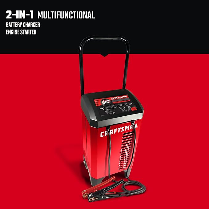 CRAFTSMAN Wheeled Manual 6A Car Battery Charger and 175A Engine Starter - Image 2