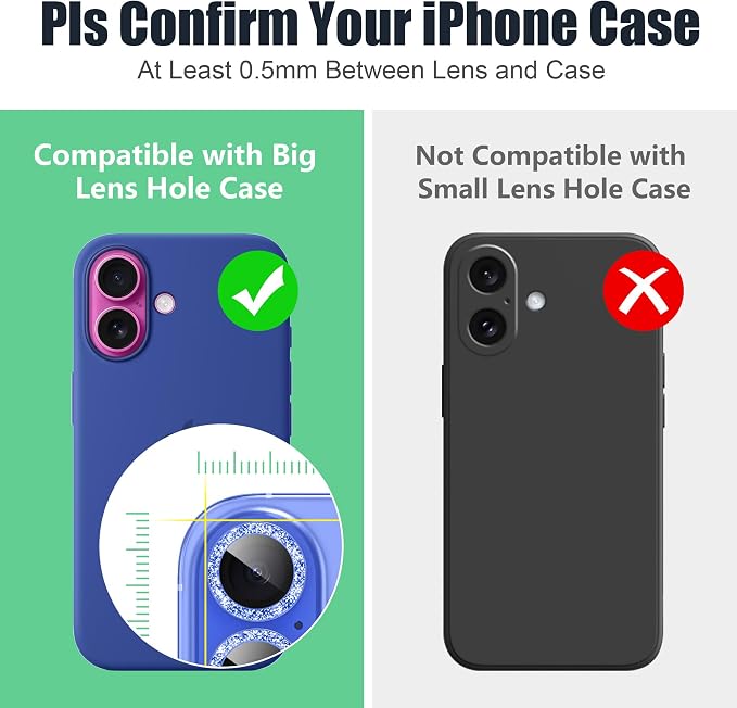 AGVEE 3+3 6 Pack for iPhone 16 6.1" / 16 Plus 6.7" Camera Lens Cover Protector - Image 3