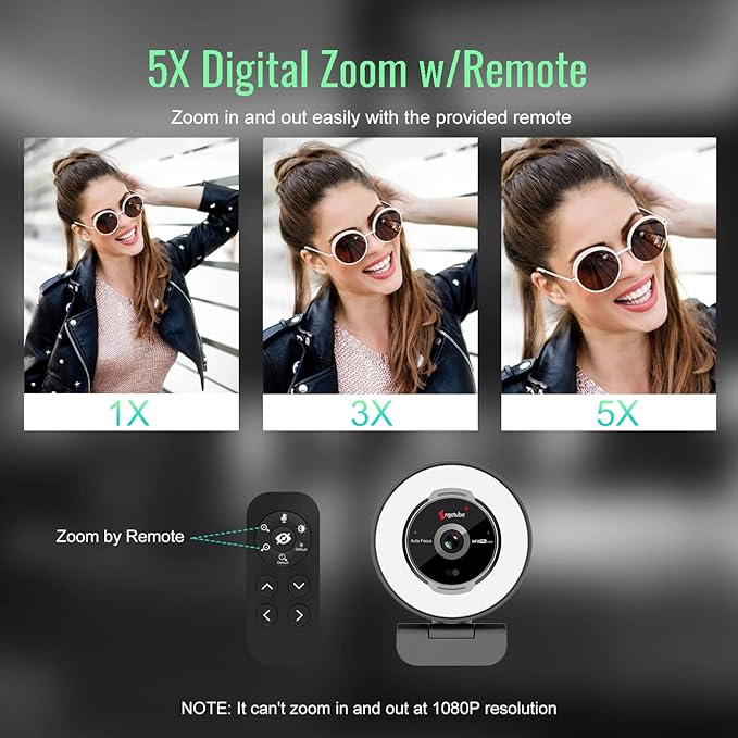 Angetube Streaming Webcam with Microphone: 1080P 60FPS USB Web Cam with Ring - Image 5