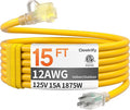 12AWG 15 FT Heavy Duty Outdoor Extension Cord Waterproof by Deeklify