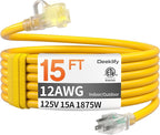 12AWG 15 FT Heavy Duty Outdoor Extension Cord Waterproof by Deeklify