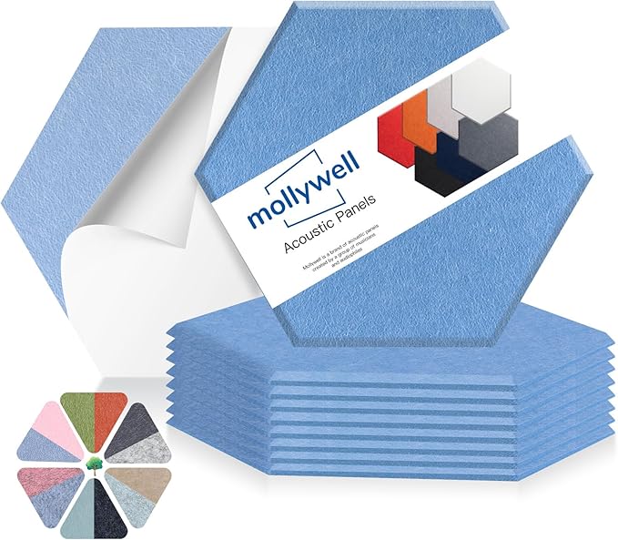 Mollywell Hexagon Acoustic Panels, High Density, Soundproofing, Decorative by Mollywell