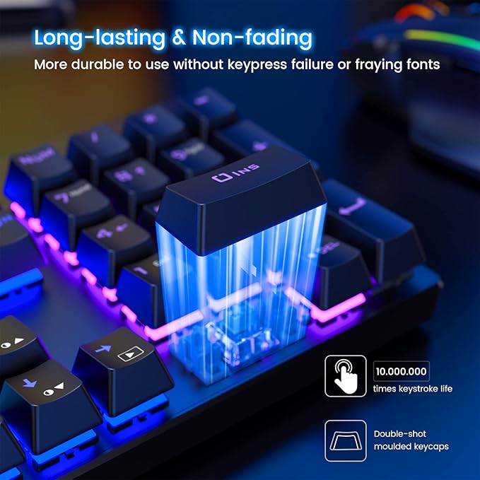 RisoPhy Mechanical Gaming Keyboard, RGB 104 Keys Ultra-Slim LED Backlit USB - Image 8