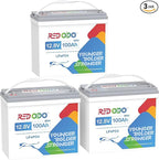 Redodo 3 Pack 12V 100Ah Mini LiFePO4 Lithium Battery, 1280Wh Deep Cycle Battery by PrimeDayRedodoSaveup55