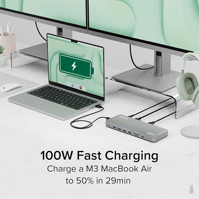 Plugable USB C Laptop Docking Station, Dual Monitor 4K 60Hz - Image 5