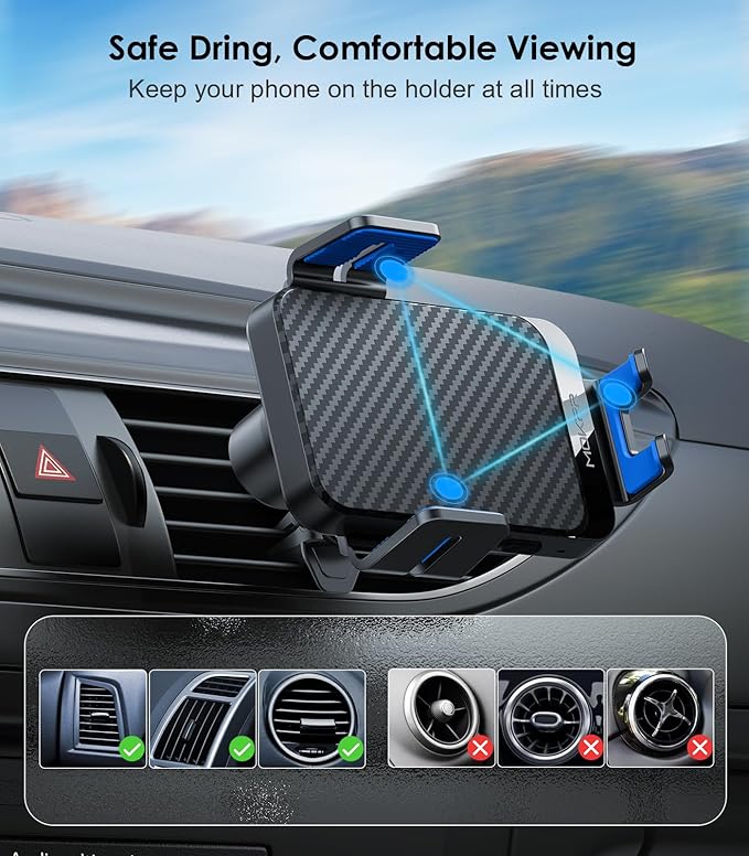 Wireless Car Charger, MOKPR 15W Fast Charging Auto-Clamping Phone Mount Air - Image 6