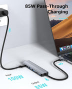 USB C Hub Multiport Adapter for Laptop MacBook Air/Pro, 100W PD, 2xUSB-A 3.0 - Image 6