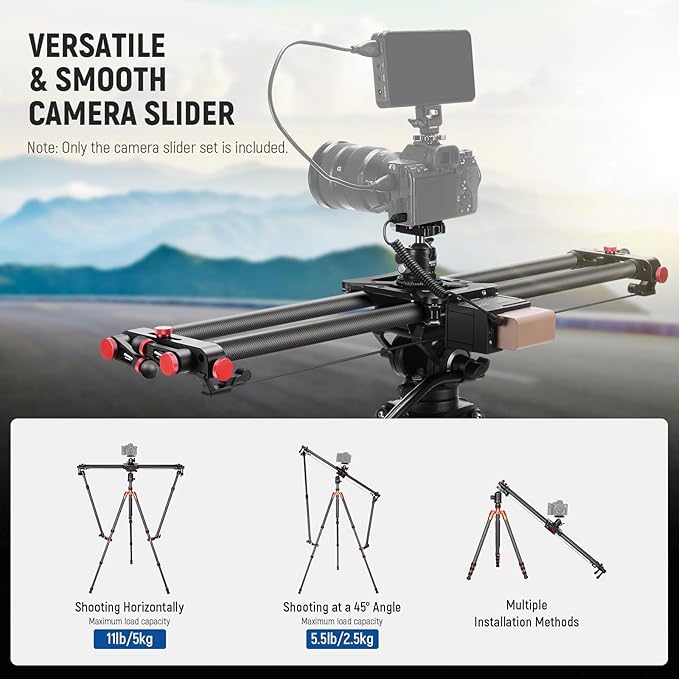NEEWER 31.5"/80cm Motorized Camera Slider, App Wireless Control DSLR Carbon - Image 2