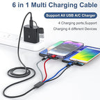 6 in 1 Multi Charging Cable 2Pack - 6FT USB Cable 3A Charger Cable Braided - Image 2