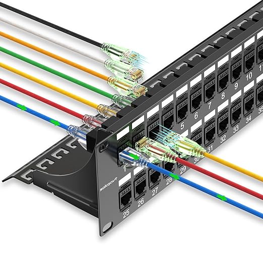 Patch Panel 48 Port Cat6 with Coupler Keystone, Cat6 Network Patch Panel 10G No by Unknown