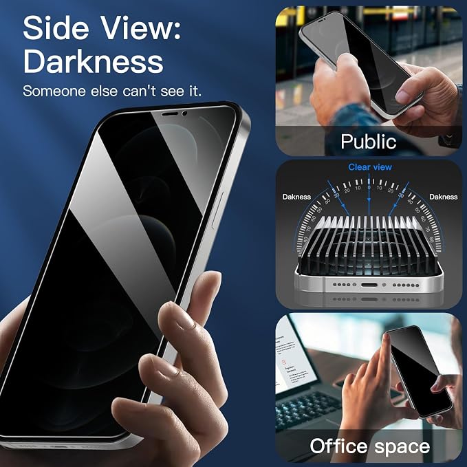 NEW'C 3 Pack Privacy for iPhone 12 Pro Max Screen Protector, Enhanced 28-Degree - Image 8