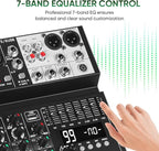 Audio Mixer 6 Channel Sound Mixer Console, Professional Music Mixing Board DJ - Image 3