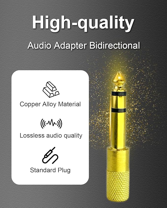 1/4'' to 1/8'' Headphone Audio Adapter, 6.35mm Male to 3.5mm Female Stereo - Image 7