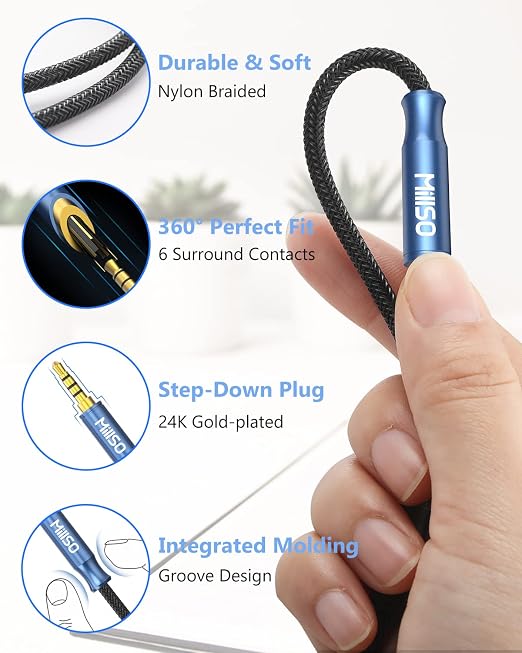 MillSO 3.5mm Headphone Extension Cable Nylon Braided 4 Pole TRRS Male to Female - Image 6