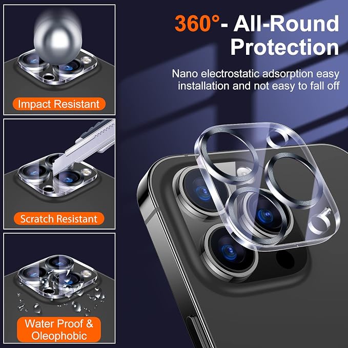 UniqueMe Compatible with iPhone 12 Pro Max 6.7" Camera Lens Protector Tempered - Image 4