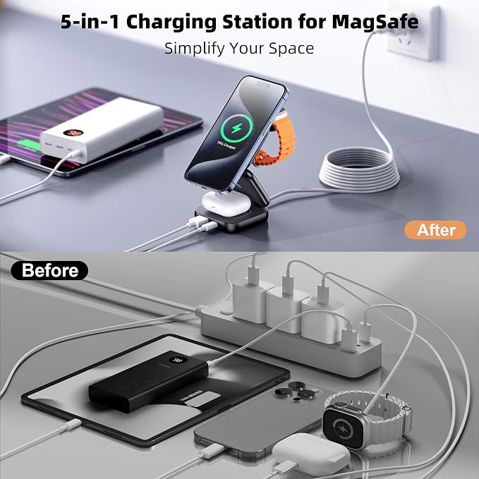 5-in-1 Wireless Charger for MagSafe, AC ISLAND Portable Travel Charging Station - Image 5