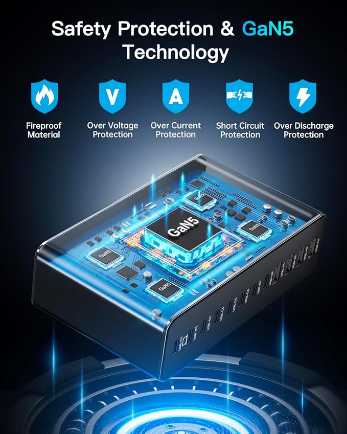 12 Ports Aluminum Alloy 380W Charging Station Fast USB C Charger Block 65W - Image 6