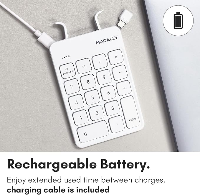 Macally USB C Wireless Number Pad | Numeric Keypad - Image 5