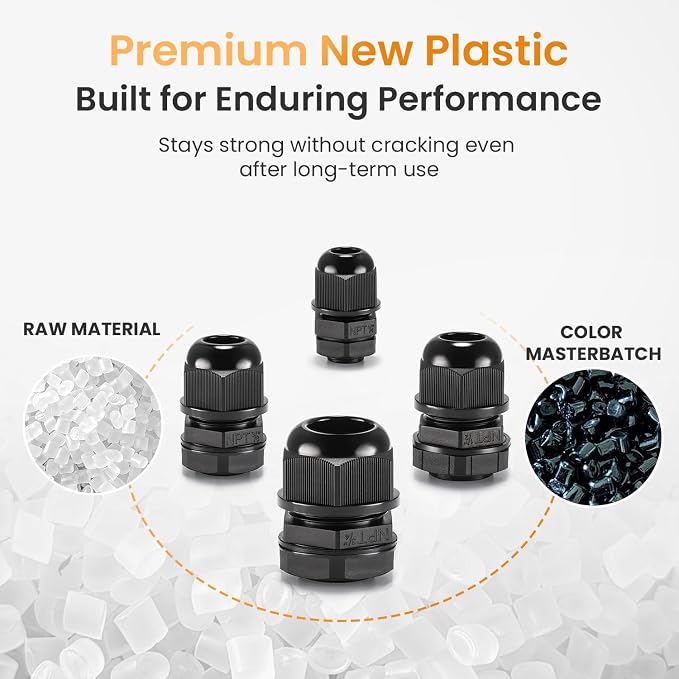 QILIPSU 32pcs NPT Cable Gland Kits 1/4" 3/8" 1/2" 3/4" Waterproof IP68 Nylon - Image 3