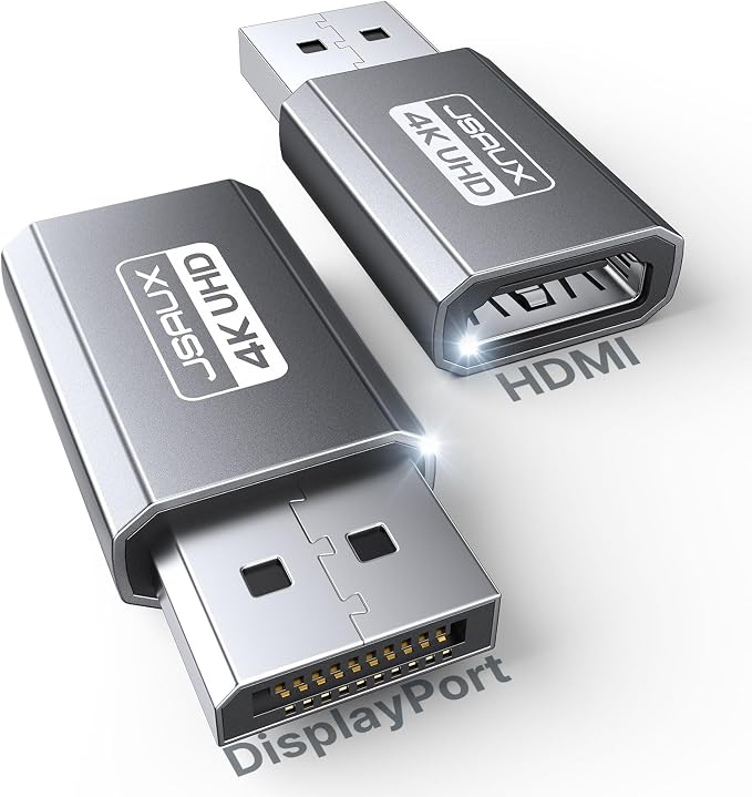 JSAUX 4K DisplayPort to HDMI Adapter 2-Pack, DP PC to HDMI Monitor Converter by JSAUX