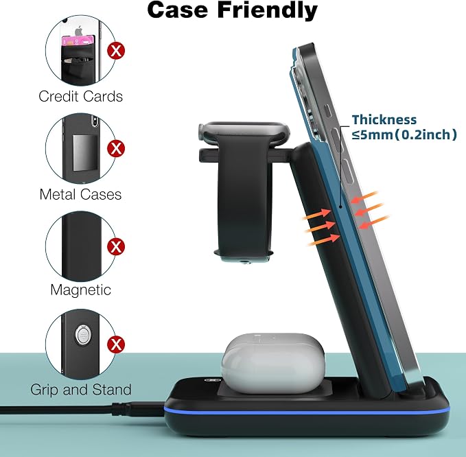 Wireless Charger for iPhone, Foldable 3 in 1 Fast Charging Station/Stand/Multi - Image 7