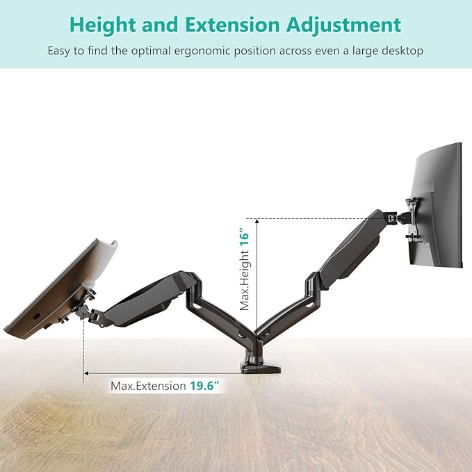 WALI Dual Monitor Mount, Monitor Arms - Image 5