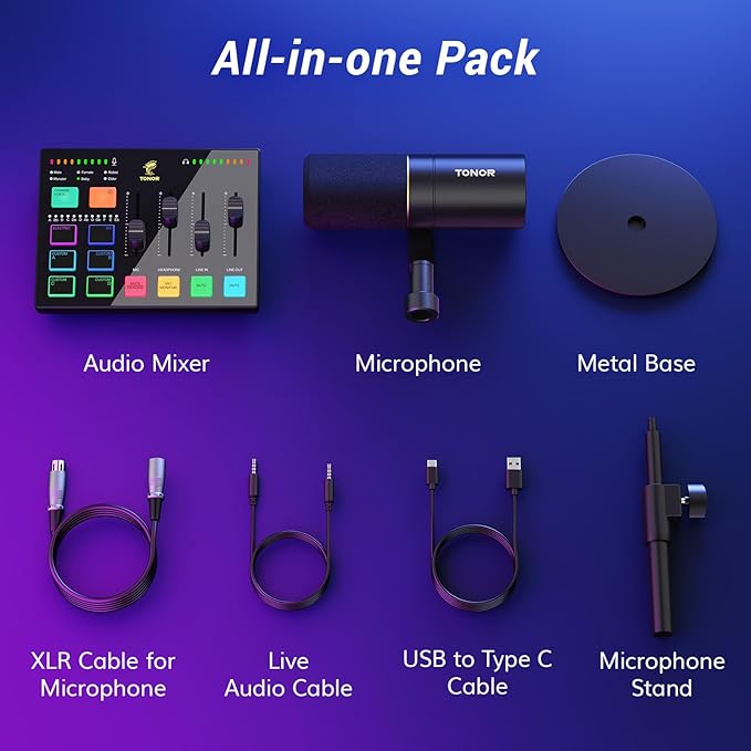 TONOR Audio Interface and Microphone Set, Podcast Equipment Bundle, USB Audio - Image 8
