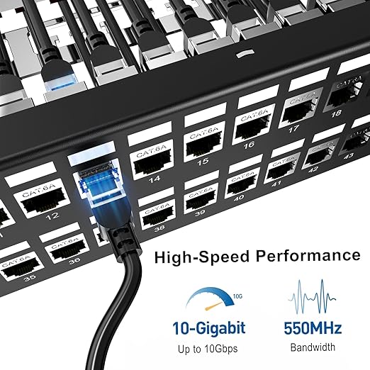 Jadaol 48 Port Shielded Patch Panel Rack or Wall Mount 19-Inch, 2U Cat6A - Image 2