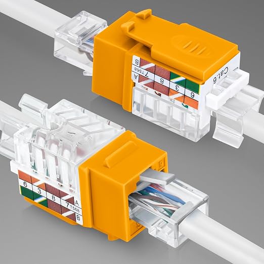 Everest 45° Angled RJ45 Cat6 Keystone Jacks 50-Pack in Yellow - Image 8